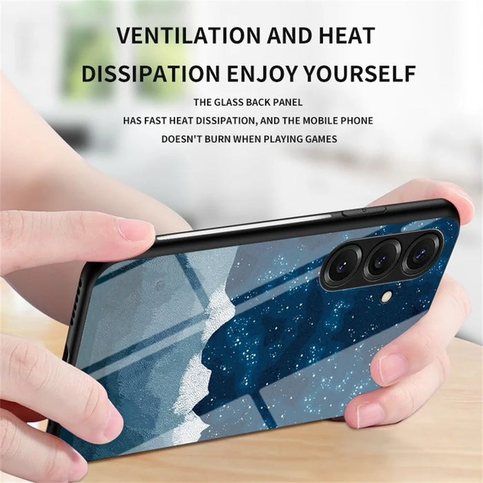 For Samsung Galaxy S26+ Case Starry Sky Pattern Tempered Glass Phone Cover - Cosmic Starry Sky - 4