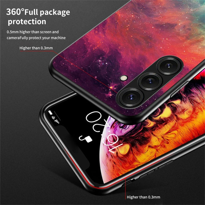 For Samsung Galaxy S26+ Case Starry Sky Pattern Tempered Glass Phone Cover - Cosmic Starry Sky - 5