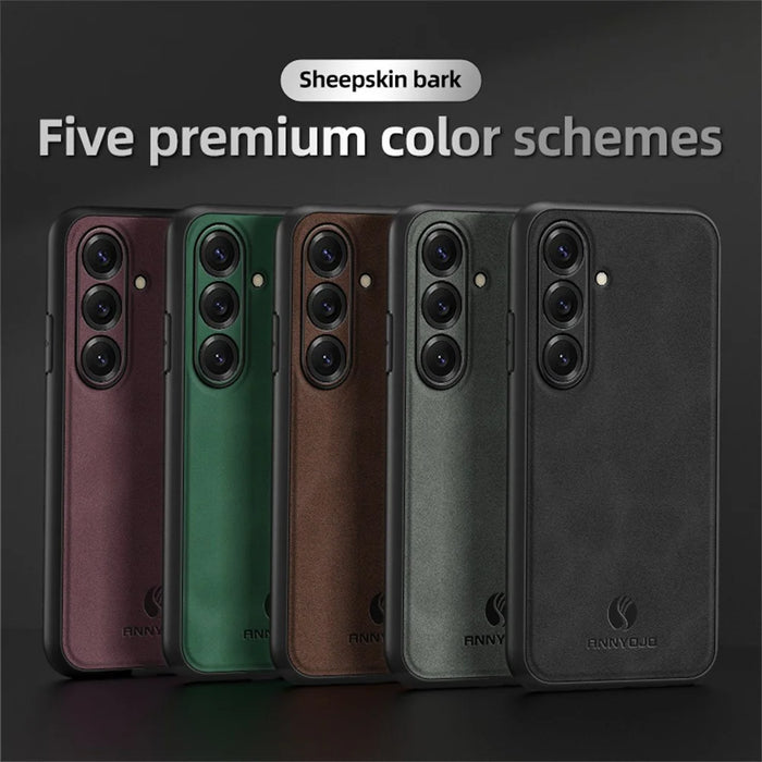 ANNYOJO For Samsung Galaxy S26+ Case PU Leather + PC + TPU Anti Drop Phone Back Cover - Grey - 6