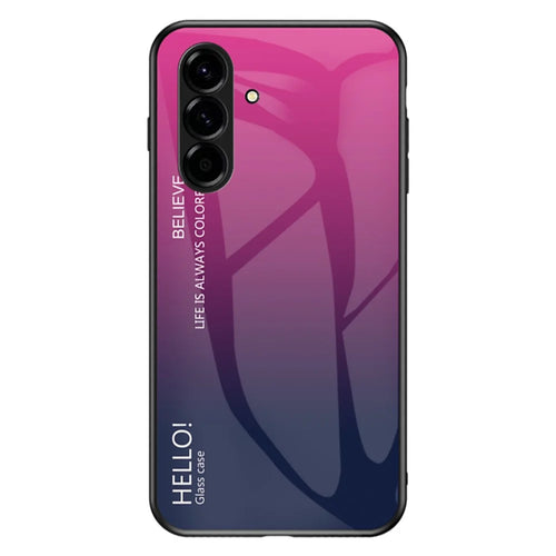 For Samsung Galaxy A27 5G Case Anti-Scratch Tempered Glass + PC + TPU Phone Cover - Gradient Rose - 1