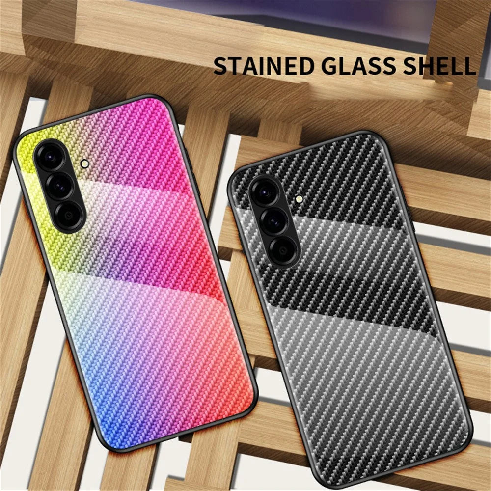 For Samsung Galaxy A27 5G Case Tempered Glass Shockproof Phone Cover - Colorful Fiber - 3