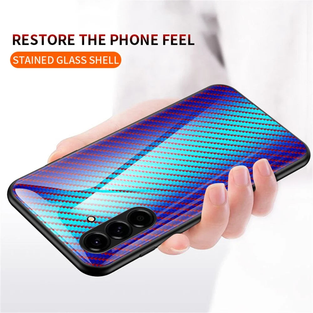 For Samsung Galaxy A27 5G Case Tempered Glass Shockproof Phone Cover - Colorful Fiber - 4