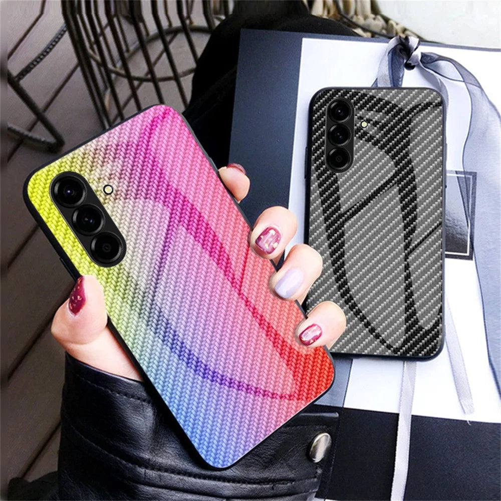 For Samsung Galaxy A27 5G Case Tempered Glass Shockproof Phone Cover - Colorful Fiber - 6