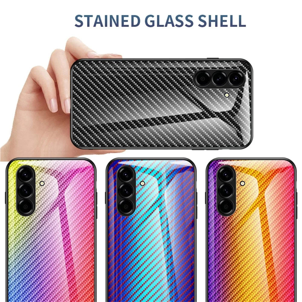 For Samsung Galaxy A27 5G Case Tempered Glass Shockproof Phone Cover - Colorful Fiber - 7