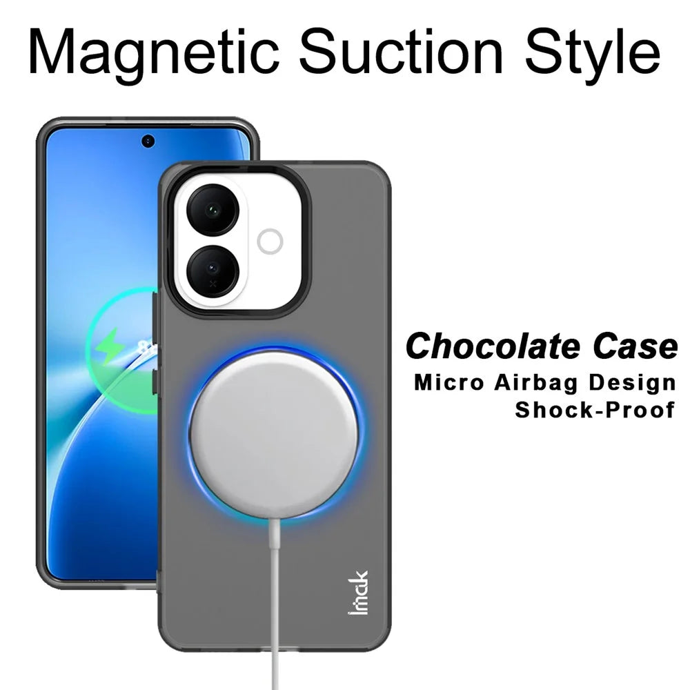 IMAK For vivo V60 Lite 4G / V70 Lite 5G / V60 Lite 5G Magnetic Case PC + TPU Phone Back Cover - Black - 3
