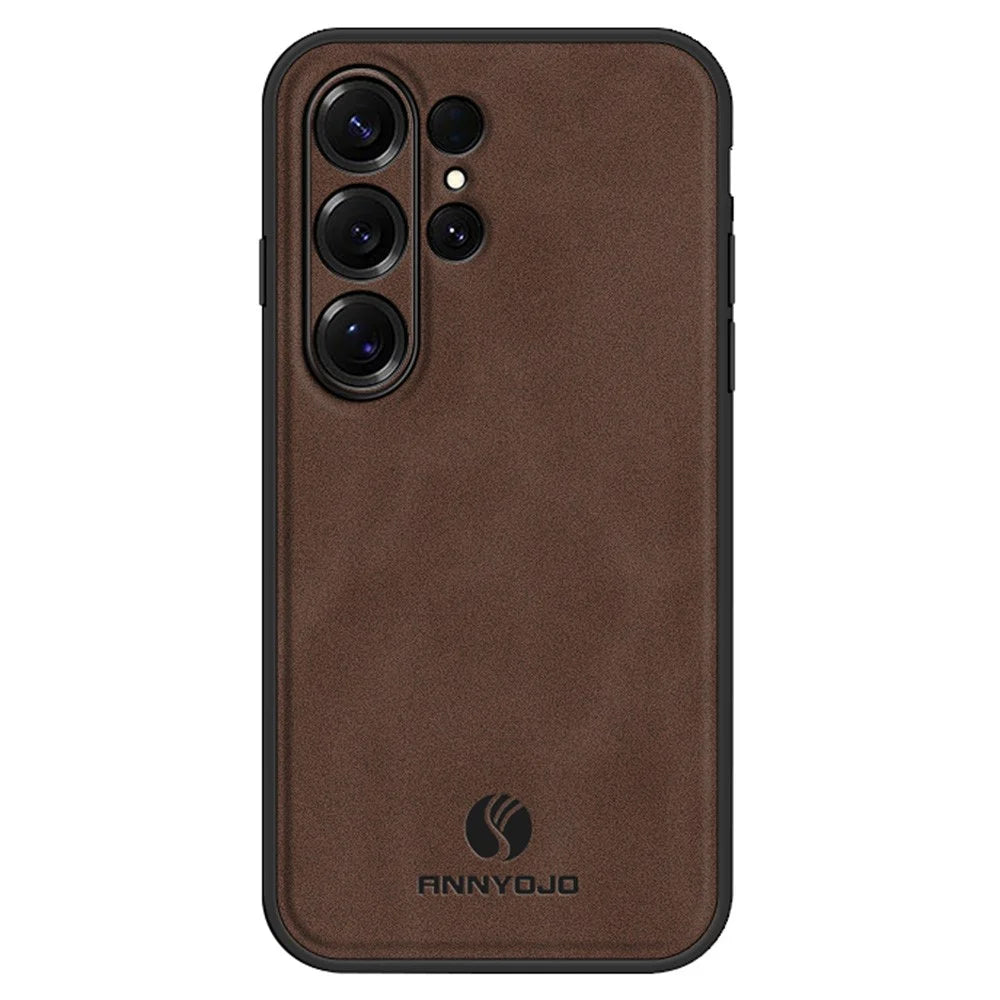 ANNYOJO For Samsung Galaxy S26 Ultra Case PU Leather + PC + TPU Anti Drop Phone Back Cover - Coffee - 1