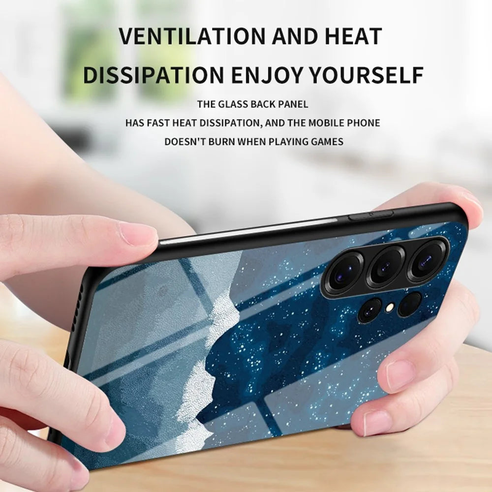 For Samsung Galaxy S26 Ultra Case Starry Sky Pattern Tempered Glass Phone Cover - Color Starry Sky - 7