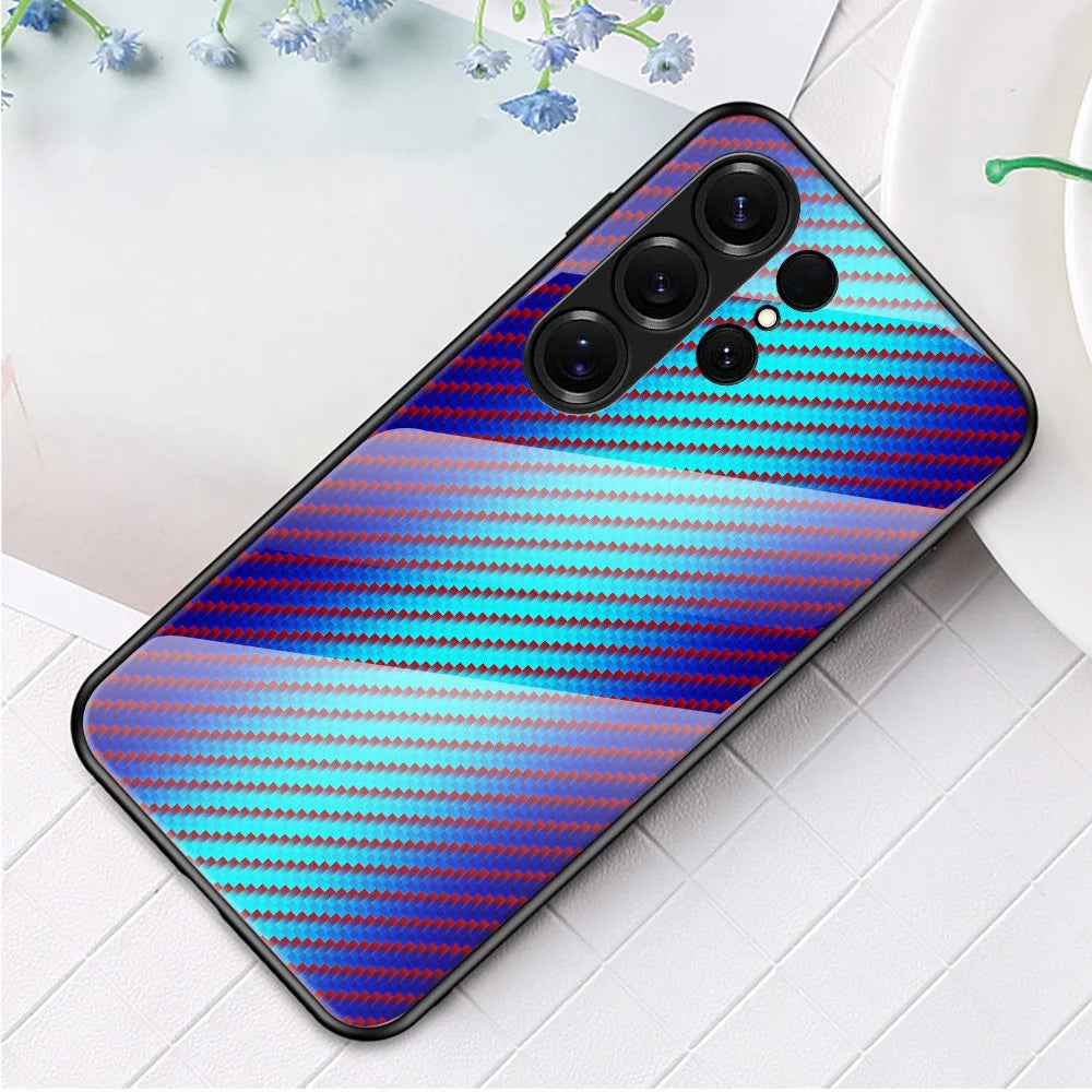 For Samsung Galaxy S26 Ultra Case Tempered Glass Shockproof Phone Cover - Blue Fiber - 2