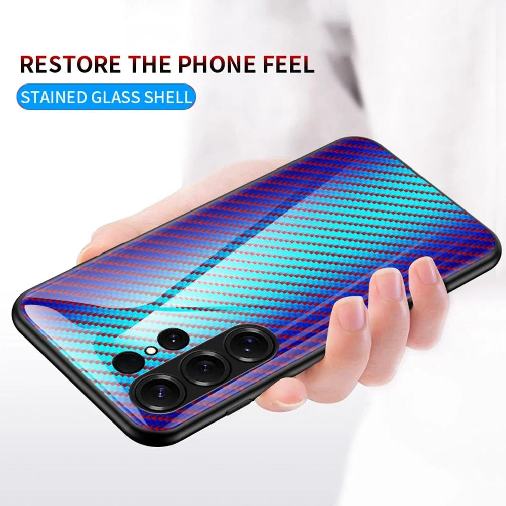 For Samsung Galaxy S26 Ultra Case Tempered Glass Shockproof Phone Cover - Blue Fiber - 3