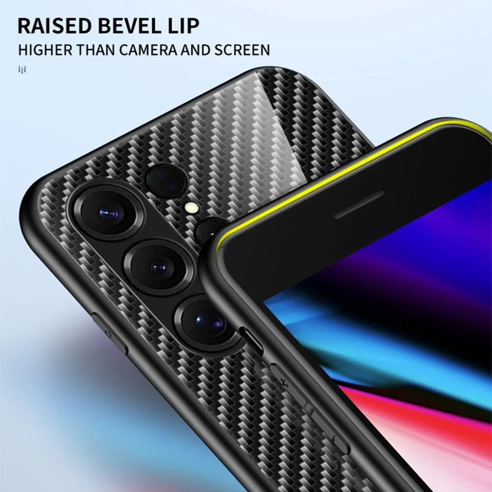For Samsung Galaxy S26 Ultra Case Tempered Glass Shockproof Phone Cover - Blue Fiber - 6