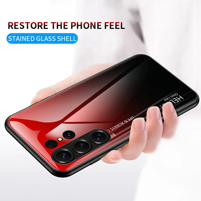 For Samsung Galaxy S26 Ultra Case Anti-Scratch Tempered Glass + PC + TPU Phone Cover - Gradient Red Black - 2
