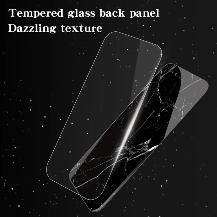 For Samsung Galaxy S26 Ultra Case Marble Pattern Tempered Glass + PC + TPU Protective Phone Cover - Black Marble - 3