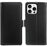 For iPhone 13 Pro Max Wallet Case with Dual Magnetic Clasp Litchi Textured Leather Flip Stand Phone Cover - Black - 1