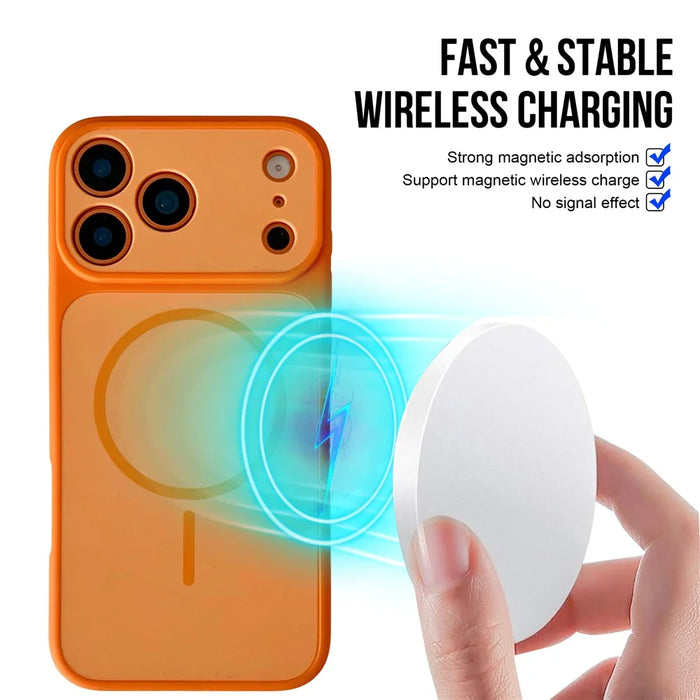 For iPhone 18 Pro Max / 17 Pro Max Case Compatible with MagSafe Dual Color Skin Touch TPU PC Shockproof Phone Cover - Orange - 2