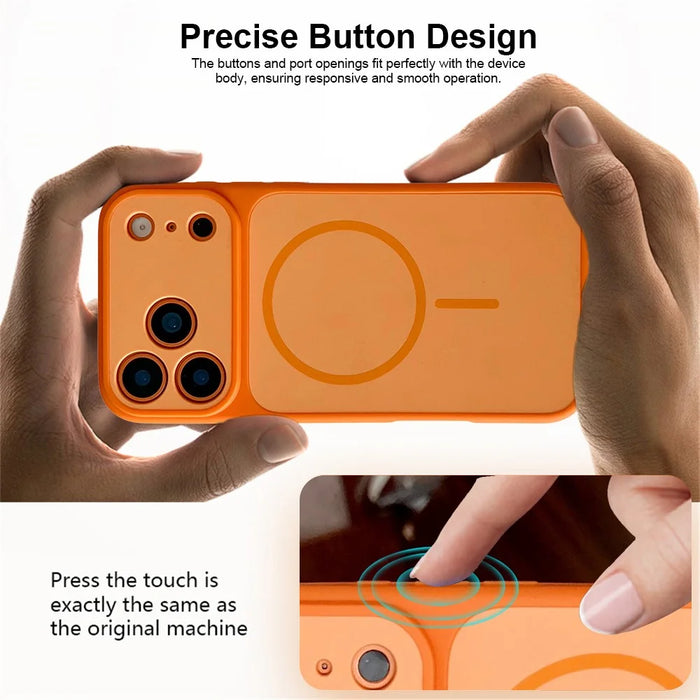 For iPhone 18 Pro Max / 17 Pro Max Case Compatible with MagSafe Dual Color Skin Touch TPU PC Shockproof Phone Cover - Orange - 3