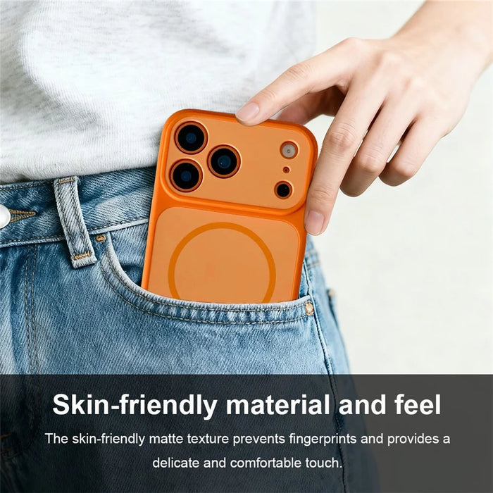 For iPhone 18 Pro Max / 17 Pro Max Case Compatible with MagSafe Dual Color Skin Touch TPU PC Shockproof Phone Cover - Orange - 4