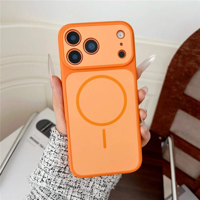 For iPhone 18 Pro Max / 17 Pro Max Case Compatible with MagSafe Dual Color Skin Touch TPU PC Shockproof Phone Cover - Orange - 6
