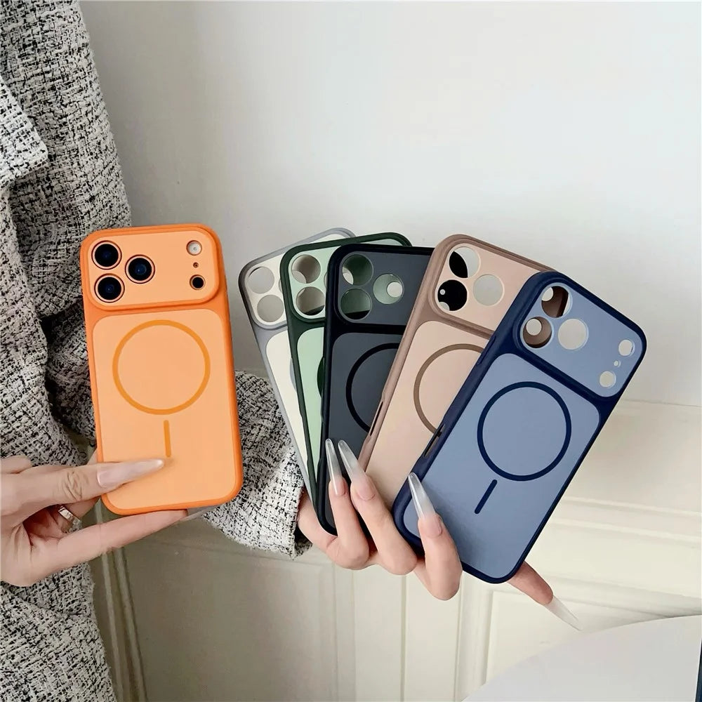 For iPhone 18 Pro / 17 Pro Case Compatible with MagSafe Dual Color Skin Touch TPU PC Shockproof Phone Cover - Orange - 7
