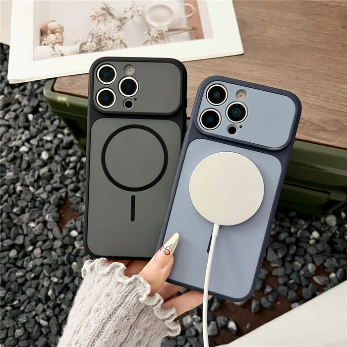 For iPhone 16 Pro Max Case Compatible with MagSafe Dual Color Skin Touch TPU PC Shockproof Phone Cover - Blue - 3