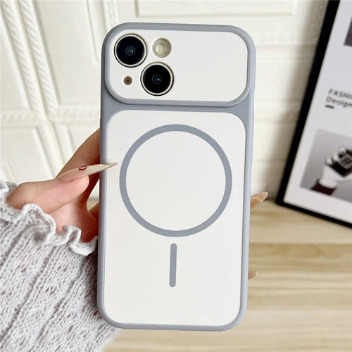 For iPhone 15 Case Compatible with MagSafe Dual Color Skin Touch TPU PC Shockproof Phone Cover - White - 1