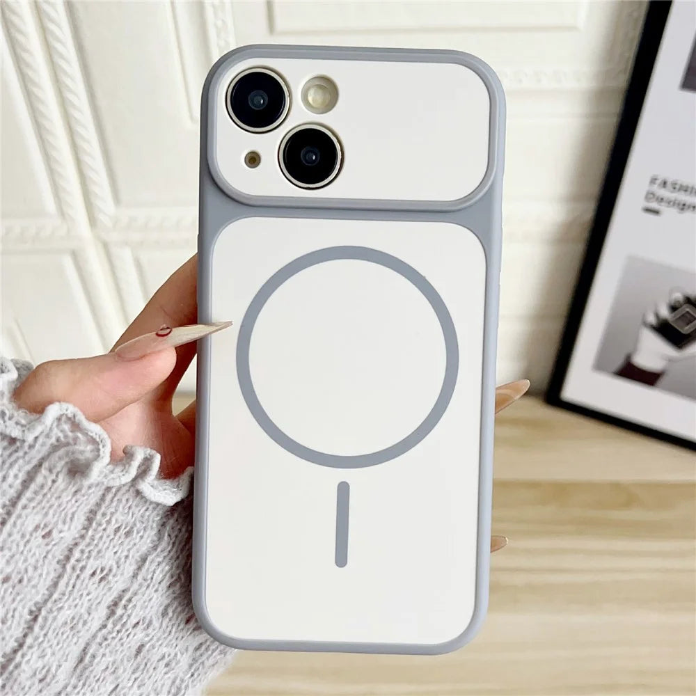 For iPhone 15 Case Compatible with MagSafe Dual Color Skin Touch TPU PC Shockproof Phone Cover - White - 1