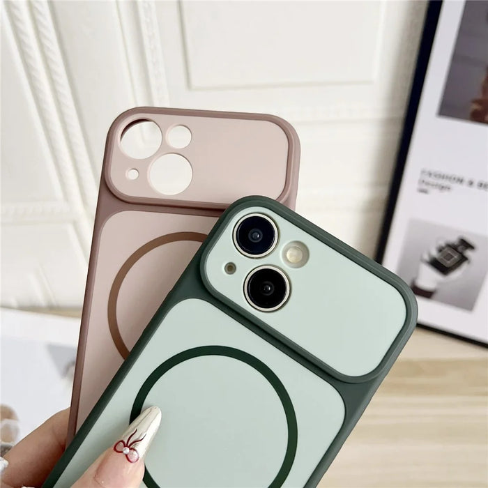 For iPhone 15 Case Compatible with MagSafe Dual Color Skin Touch TPU PC Shockproof Phone Cover - White - 3