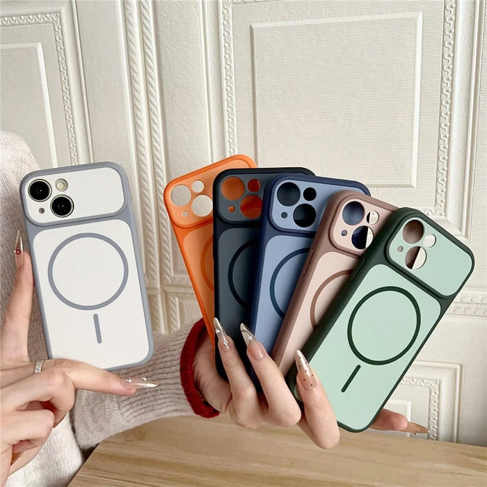 For iPhone 15 Case Compatible with MagSafe Dual Color Skin Touch TPU PC Shockproof Phone Cover - White - 6