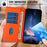 For iPhone 17e / 16e Stand Case Tree-and-Cat Pattern PU Leather Wallet Protective Phone Cover with Wrist Strap - Orange - 7