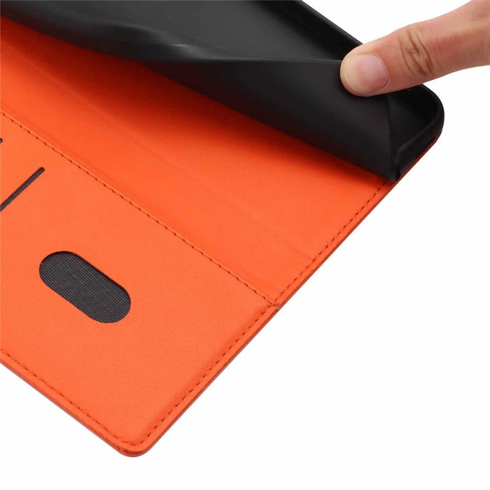 For iPhone 16 Pro Max Stand Case Tree-and-Cat Pattern PU Leather Wallet Protective Phone Cover with Wrist Strap - Orange - 4