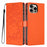 For iPhone 15 Pro Stand Case Tree-and-Cat Pattern PU Leather Wallet Protective Phone Cover with Wrist Strap - Orange - 1