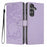 For Samsung Galaxy S24 Stand Case Tree-and-Cat Pattern PU Leather Wallet Protective Phone Cover with Wrist Strap - Purple - 1