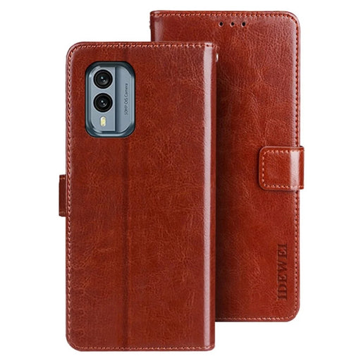 IDEWEI For Nokia X30 5G Crazy Horse Texture PU Leather + TPU Phone Case Stand Drop-proof Flip Wallet Cover - Brown - 1