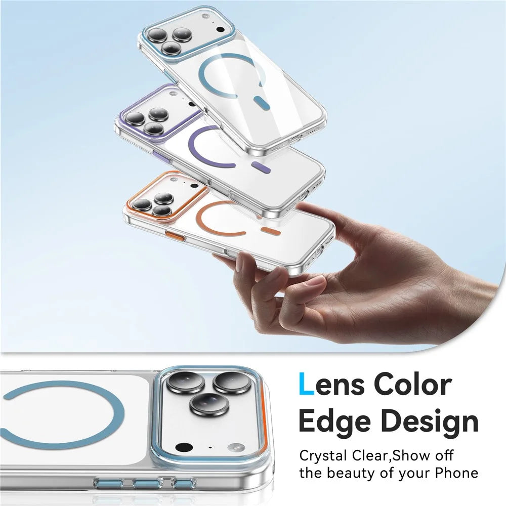 For iPhone 17 Pro Max Compatible with MagSafe Case Clear PC Military Grade Anti Drop Phone Cover - Orange - 6