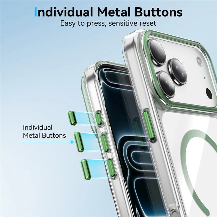 For iPhone 17 Pro Compatible with MagSafe Case Clear PC Military Grade Anti Drop Phone Cover - Orange - 2