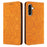 For Samsung Galaxy A37 5G Case Imprinted Flower Wallet Stand Leather Phone Cover - Yellow - 1