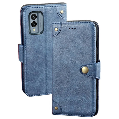IDEWEI For Nokia X30 5G Full Protection Phone Case Fine Texture PU Leather Flip Wallet Cover Stand - Blue - 1