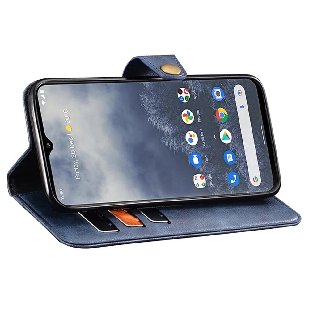 IDEWEI For Nokia X30 5G Full Protection Phone Case Fine Texture PU Leather Flip Wallet Cover Stand - Blue - 3