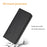 For Samsung Galaxy S26 Wallet Case Line Imprinted Leather Stand Phone Cover with Wrist Strap - Black - 4