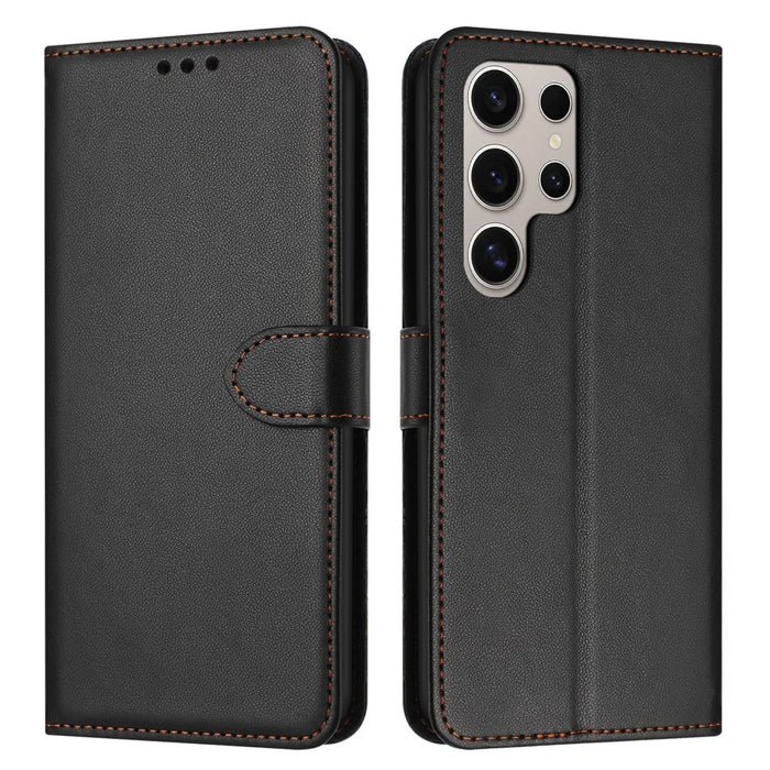 For Samsung Galaxy S26 Ultra Case Stand Wallet Leather Phone Cover with Strap - Black - 1
