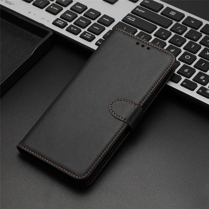 For Samsung Galaxy S26 Ultra Case Stand Wallet Leather Phone Cover with Strap - Black - 7