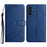 For Samsung Galaxy S26+ Case Line Pattern Wallet Leather Phone Cover with Wrist Strap - Blue - 1