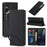 For Sony Xperia 10 VI Case Stand Wallet Litchi Texture Leather Flip Phone Cover with Strap - Black - 1