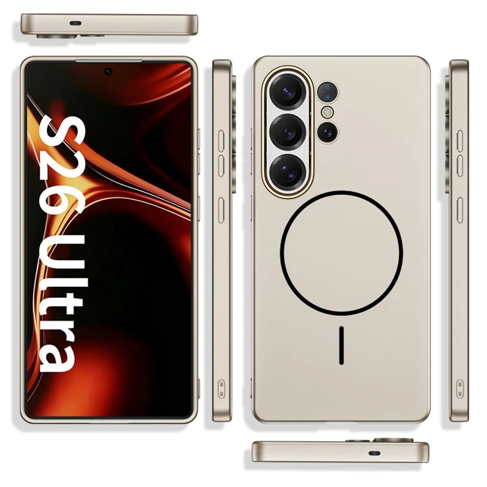 GKK For Samsung Galaxy S26 Ultra Case Magnetic Case PC + TPU Ultra Thin Phone Cover Support Wireless Charging - Titanium Grey - 7
