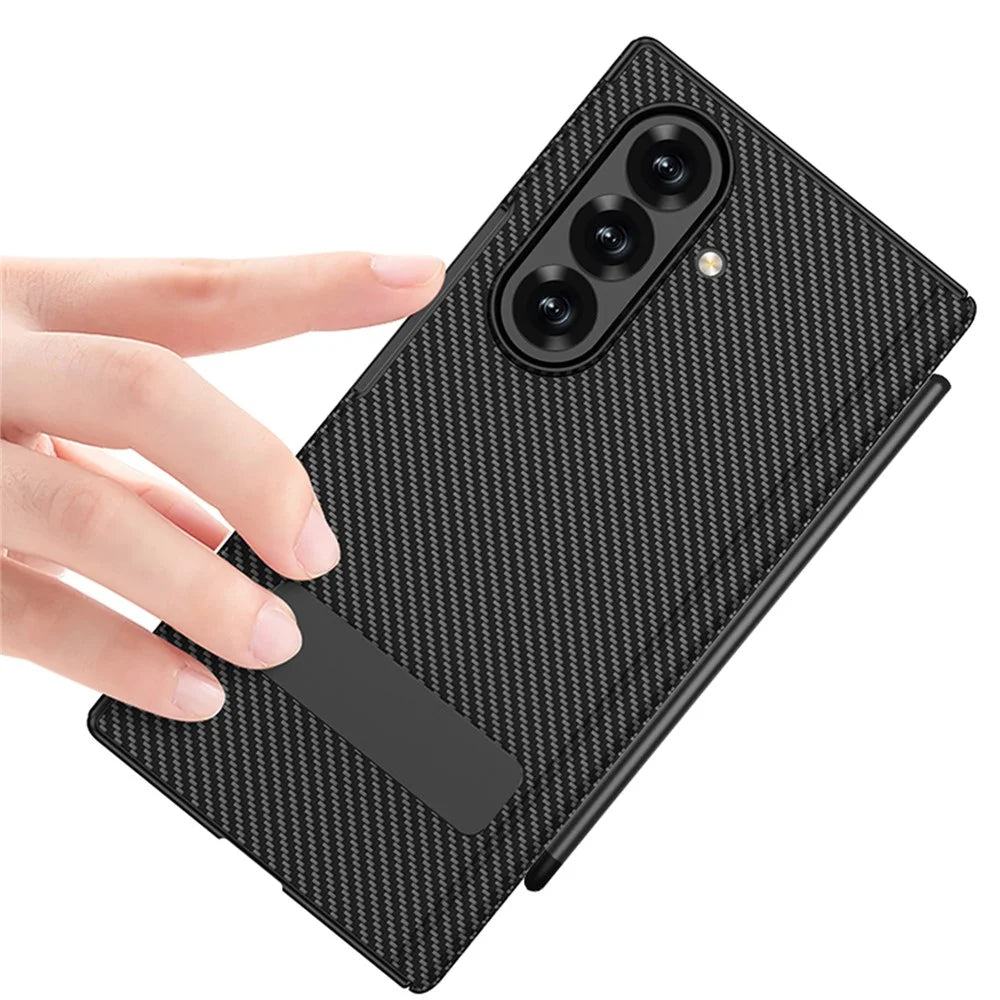 GKK For Samsung Galaxy Z TriFold 5G Case Kickstand Magnetic Hinge Leather + PC Phone Cover with Tempered Glass Film / Stylus - Dark Blue - 7