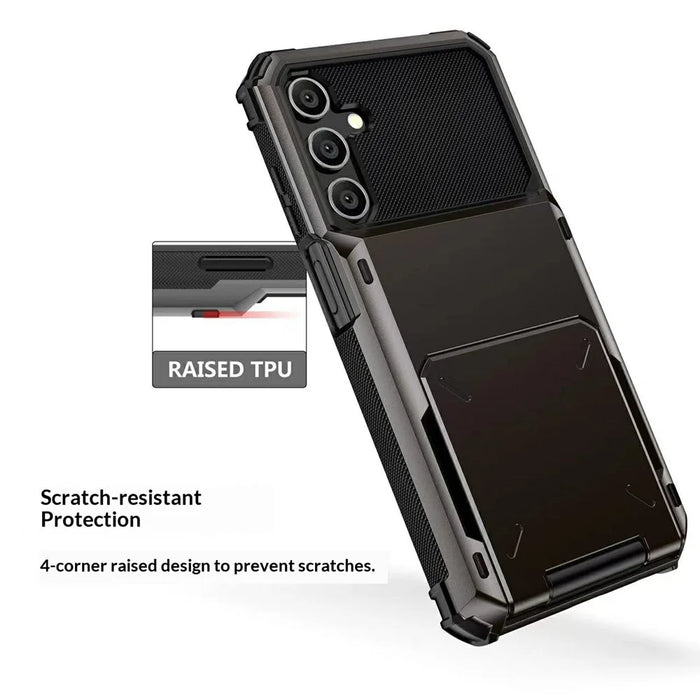 For Samsung Galaxy S26+ Case PC + TPU Dual Layer Back Phone Cover with Card Holder - Black - 5