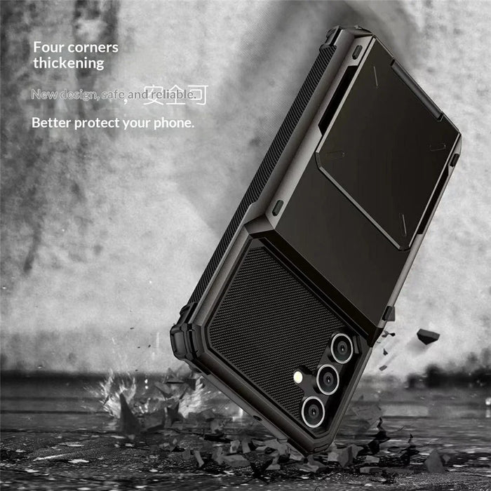 For Samsung Galaxy S26+ Case PC + TPU Dual Layer Back Phone Cover with Card Holder - Black - 7