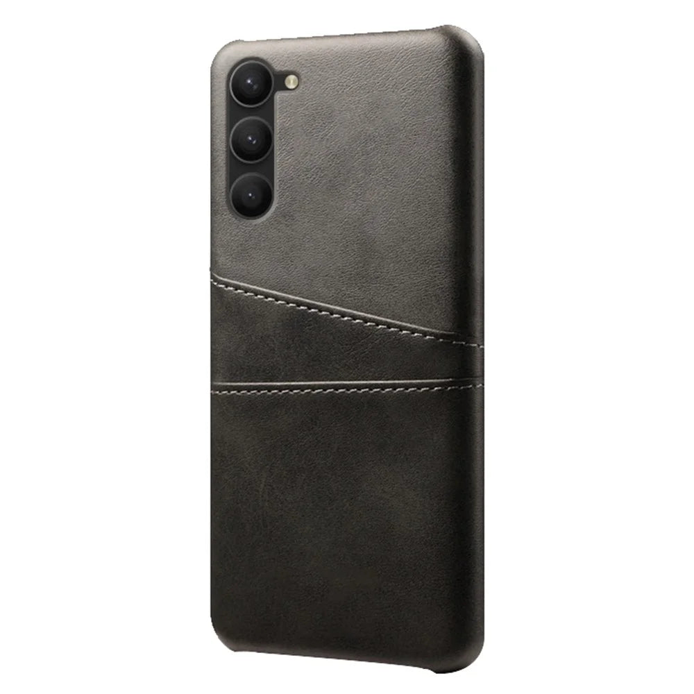 For Samsung Galaxy S23 Dual Card Slots PU Leather Coated PC Cover Bump Proof Protective Phone Case - Black - 2