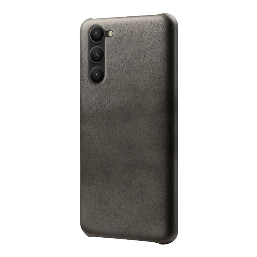 For Samsung Galaxy S23+ Calf Texture Anti-scratch Cell Phone Cover PU Leather Coated PC Case - Black - 1
