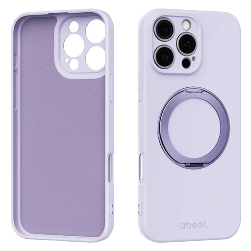 ABEEL For iPhone 16 Pro Magnetic Case Kickstand Skin Touch Liquid Silicone Phone Cover - Purple - 1