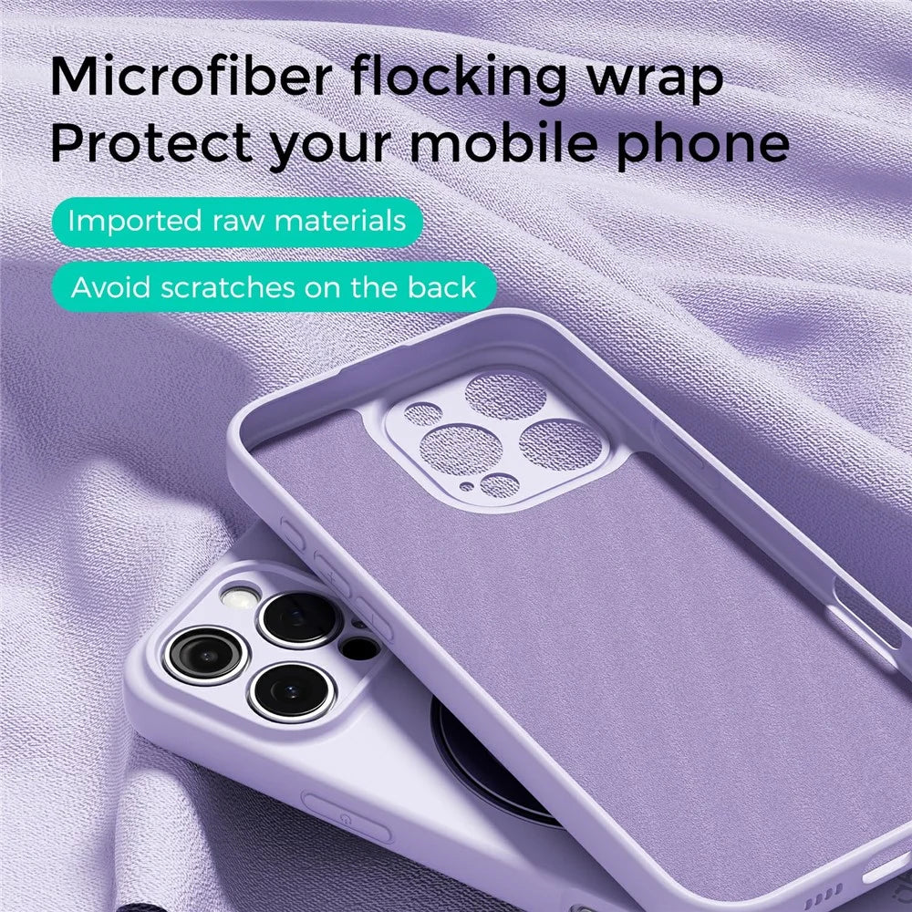 ABEEL For iPhone 16 Pro Magnetic Case Kickstand Skin Touch Liquid Silicone Phone Cover - Purple - 3